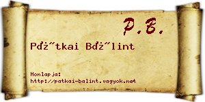 Pátkai Bálint névjegykártya