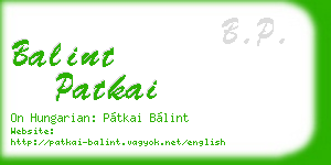 balint patkai business card
